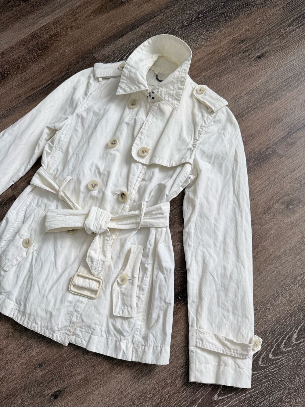 Banana Republic Ivory Belted Trench Jacket XS NWT Cotton Blend Double-Breasted
